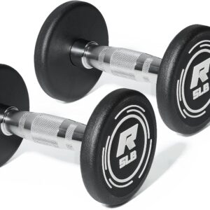 RitFit 5-250 LBS PVC Encased Round Dumbbell sets with Knurled Handle and Optional Rack, Strength Training Equipment for Home Gym