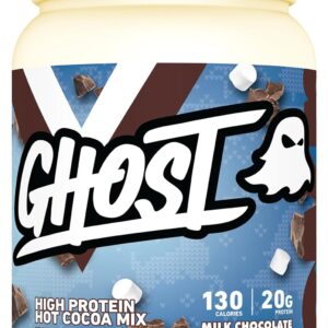 GHOST High Protein Hot Cocoa Drink Mix, Milk Chocolate – Creamy & Smooth Hot Chocolate Powder with 20g Hydrolyzed Whey Protein & Mini Marshmallows – Easy Mix Seasonal Drink – Gluten-Free