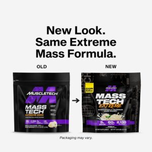 Muscletech High-Protein Mass Gainer (Vanilla Milkshake, 6LB) – Mass Tech Extreme 2000 Mass Gainer Protein Powder Supplement – Weight Gainer for Increase Muscle & Enhanced Recovery – Packaging May Vary