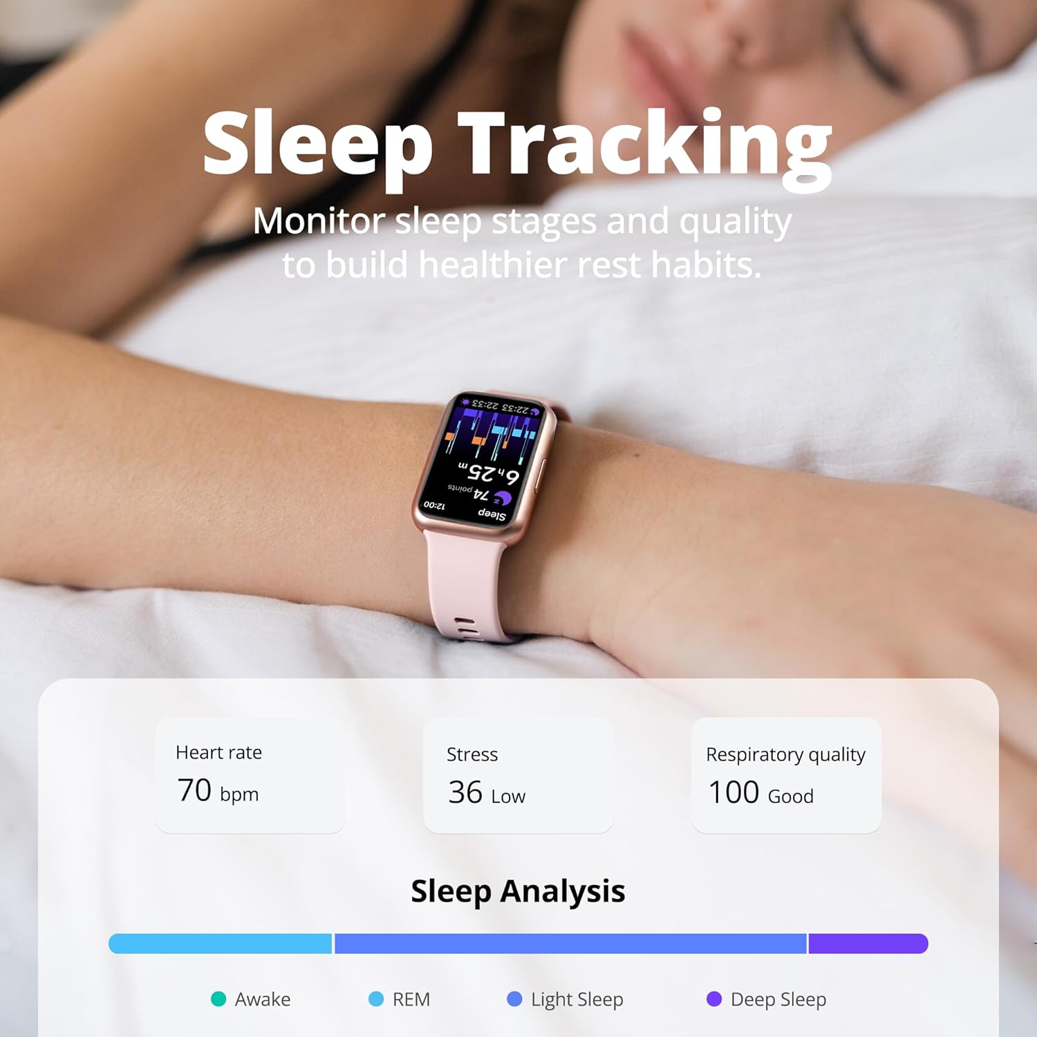 Fitness Tracker Smart Watch for Men Women, 1.47" HD with Bluetooth, 24/7 Heart Rate & Blood Oxygen Monitor, Sleep & Step Counter, 100+ Sports Modes, IP68 Waterproof, Compatible with Android iOS - Image 4