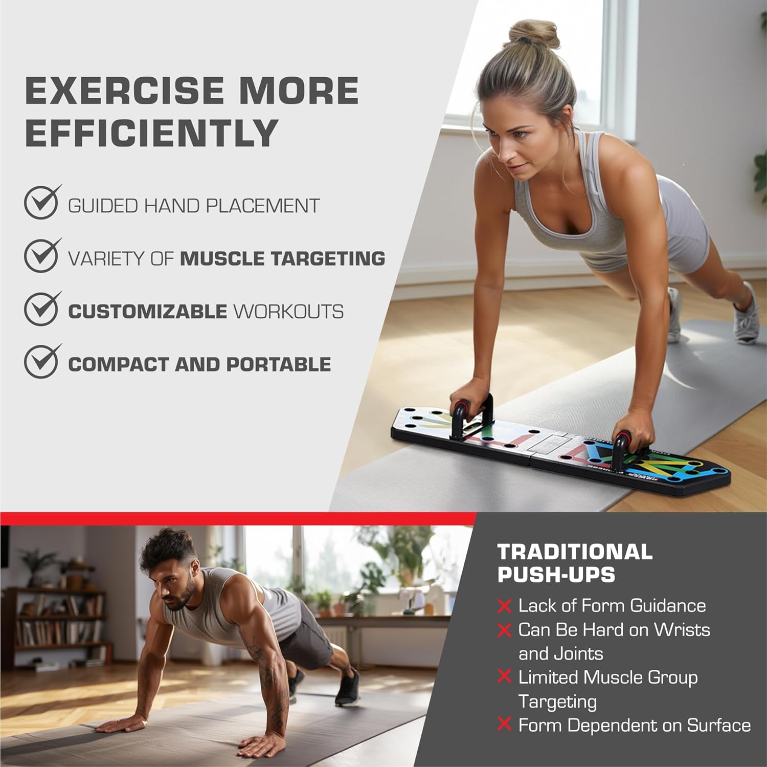 Push Up Board – Foldable Push Up Board for Men and Women, Push Up Handles with 30+ Color Coded Combo Positions for Exercise – At Home Workout Equipment Men, Pushup Board, Original - Image 6