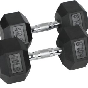 HolaHatha Iron Hexagonal Cast Exercise Dumbbell Free Weight with Contoured Textured Grip for Home Gym Exercise and Strength Training