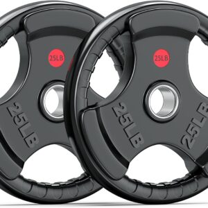 XDDIAS Rubber Weight Plates for Barbell, 2-Inch Olympic Grip Plate for Strength Training, Weightlifting and Bodybuilding in Home & Gym, Solid Cast Iron Weight Plates Pair and Sets