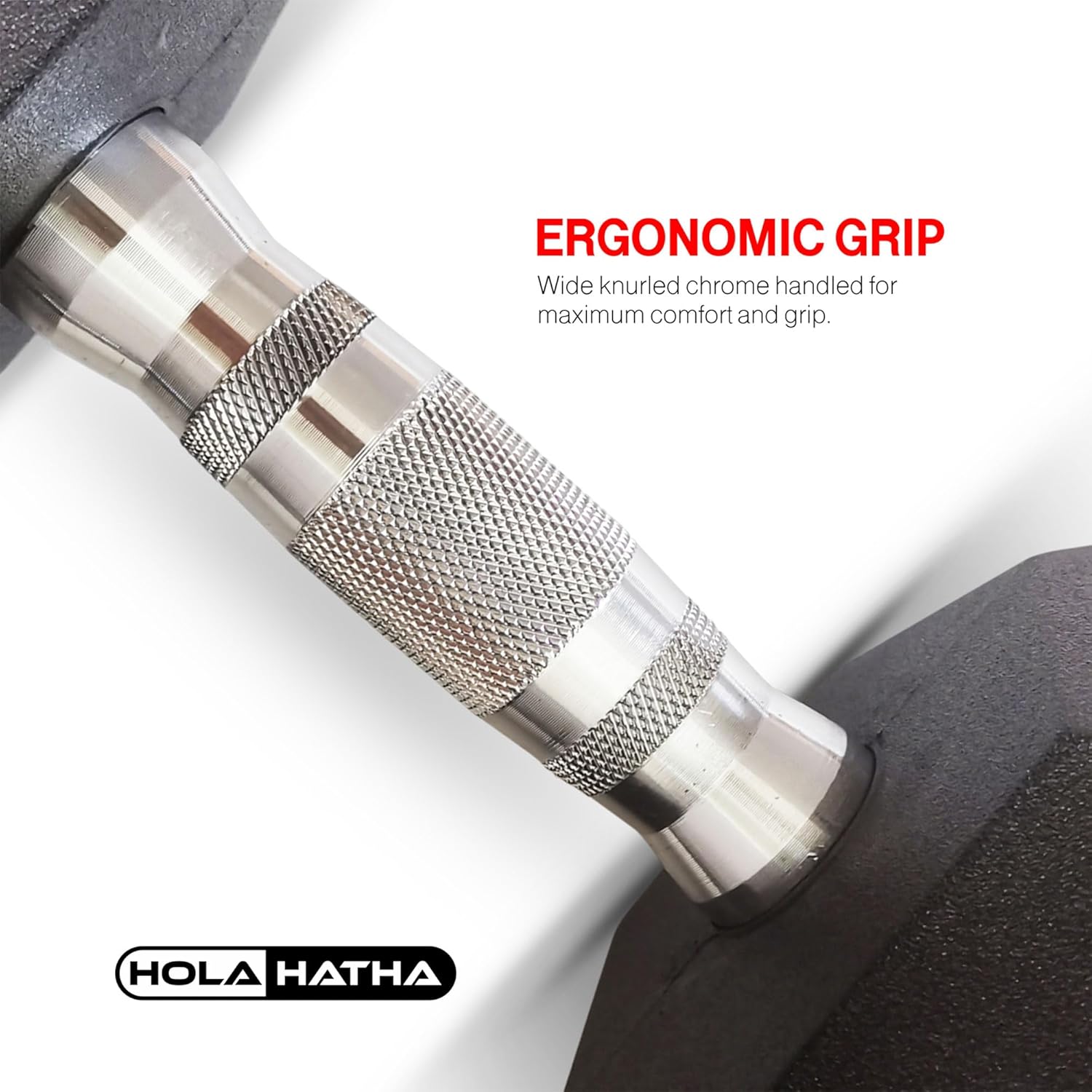HolaHatha Iron Hexagonal Cast Exercise Dumbbell Free Weight with Contoured Textured Grip for Home Gym Exercise and Strength Training - Image 6