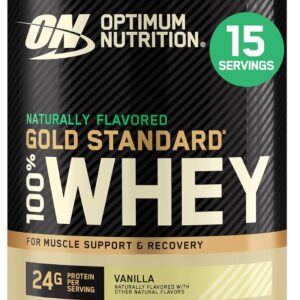 Optimum Nutrition Gold Standard 100% Whey Protein Powder, Naturally Flavored Vanilla, 15 Servings (Packaging May Vary)