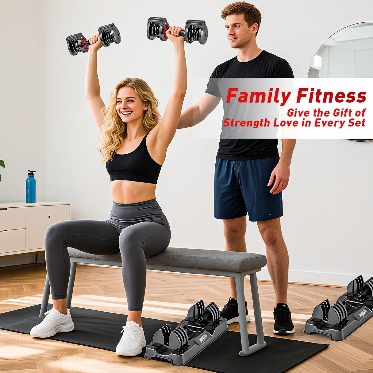 25/55lbs Adjustable Dumbbells Set, Dumbbells with Anti-Slip Metal Handle for Exercise & Fitness Fast Adjust Weight for Full Body Workout Fitness - Image 7