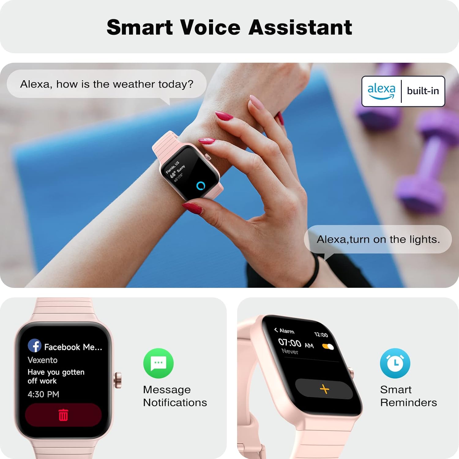 Fitpolo Smart Watch for Women,1.8” Touchscreen, Bluetooth Call, Alexa Built-in,24/7 Heart Rate, SpO2 Monitor, Step Counting, Sleep Tracking, IP68 Waterproof Fitness Tracker Watch for Android iPhone - Image 2