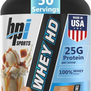 BPI Sports Whey HD Ultra Premium Protein Powder Isolate | Workout Whey Protein Powder For Men & Women for Muscle Gain | Milk Protein Concentrates | Chocolate Cookie/ Vanilla Caramel, 4.07 Pound
