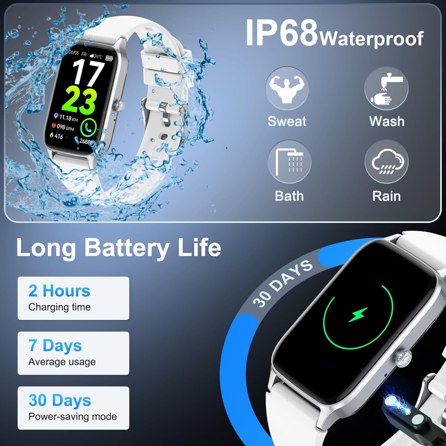Smart Watch for Men Women(Answer/Make Call), 2025 HD Touch Fitness Activity Tracker 1.57” Smartwatch with Heart Rate/Sleep Monitor/Pedometer/113+ Sports, IP68 Waterproof Fitness Watch for Android iOS - Image 7