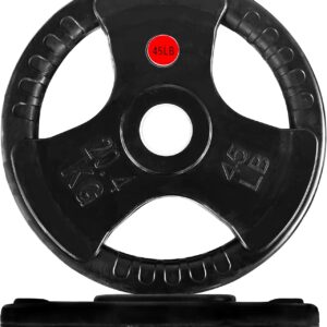 Fitvids Olympic Cast Iron Plate for Strength Training and Weightlifting, Pairs, Sets or Set with Barbell, Multiple Sizes