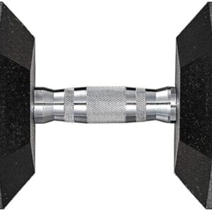 LIFERUN Single Dumbbell Rubber Coated Cast Iron Hex Black Dumbbell Free Weights, 30-85lb
