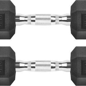 Hex Dumbbells Rubber Coated Cast Iron Hex Black Dumbbell Free Weights for Exercises