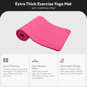 BalanceFrom 1-Inch Premium Yoga Mat,High-Density NBR Foam,1 Inch Thick Yoga Mat for Superior Cushioning and Joint Protection,Non-Slip for Pilates,Gym & Exercise