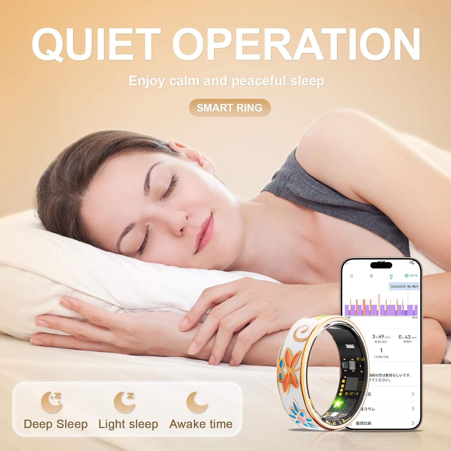 Smart Ring Health Tracker, for men and women, equipped with heart rate monitor, sleep tracker, 8 exercise modes, step counter, 5-7 days battery life, no subscription fee, IP68 waterproof R18 (9) - Image 5