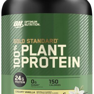 Optimum Nutrition Gold Standard 100% Plant Based Protein Powder, Gluten Free, Vegan Protein for Muscle Support and Recovery with Amino Acids – Creamy Vanilla, 20 Servings (Packaging May Vary)
