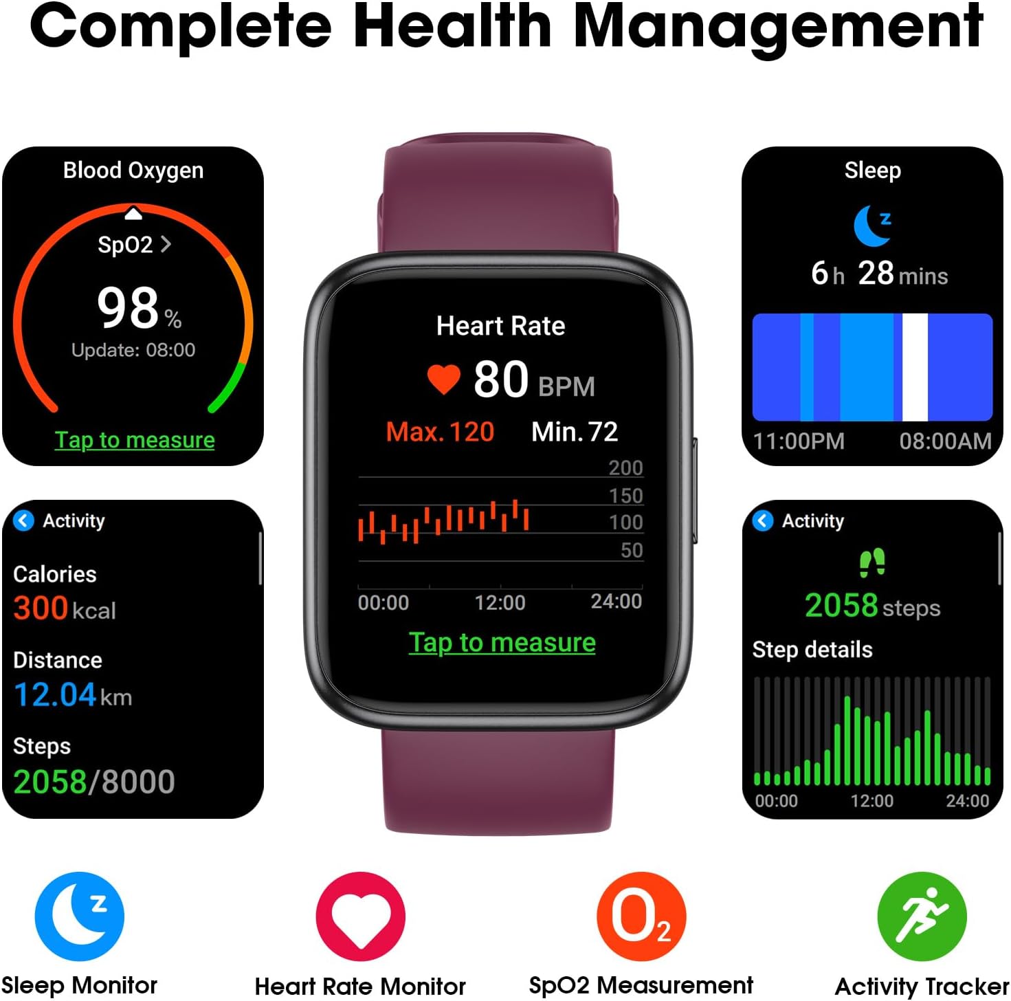 Pedometer Watch Senior Friendly No App/Phone Required, Waterproof Fitness Tracker Watch with Step Counter Calories/Sleep Tracker for Walking Running for Men Women - Image 6