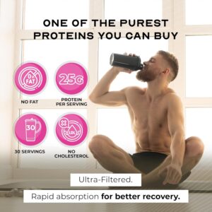 Muscle Feast Grass-Fed Whey Protein Isolate, All Natural Hormone Free Pasture Raised, Whey Isolate Protein Powder for Men and Women, Gluten-Free, Delicious Isolate Protein – Strawberry Cheesecake, 2lb
