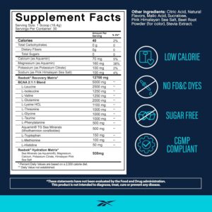 Reebok REECover Amino Acids + Electrolytes | 8g EAAs, 5g BCAAs, Hydration Matrix | Muscle Recovery, Strength | Post-Workout Support | 30 Servings | Strawberry Lemonade