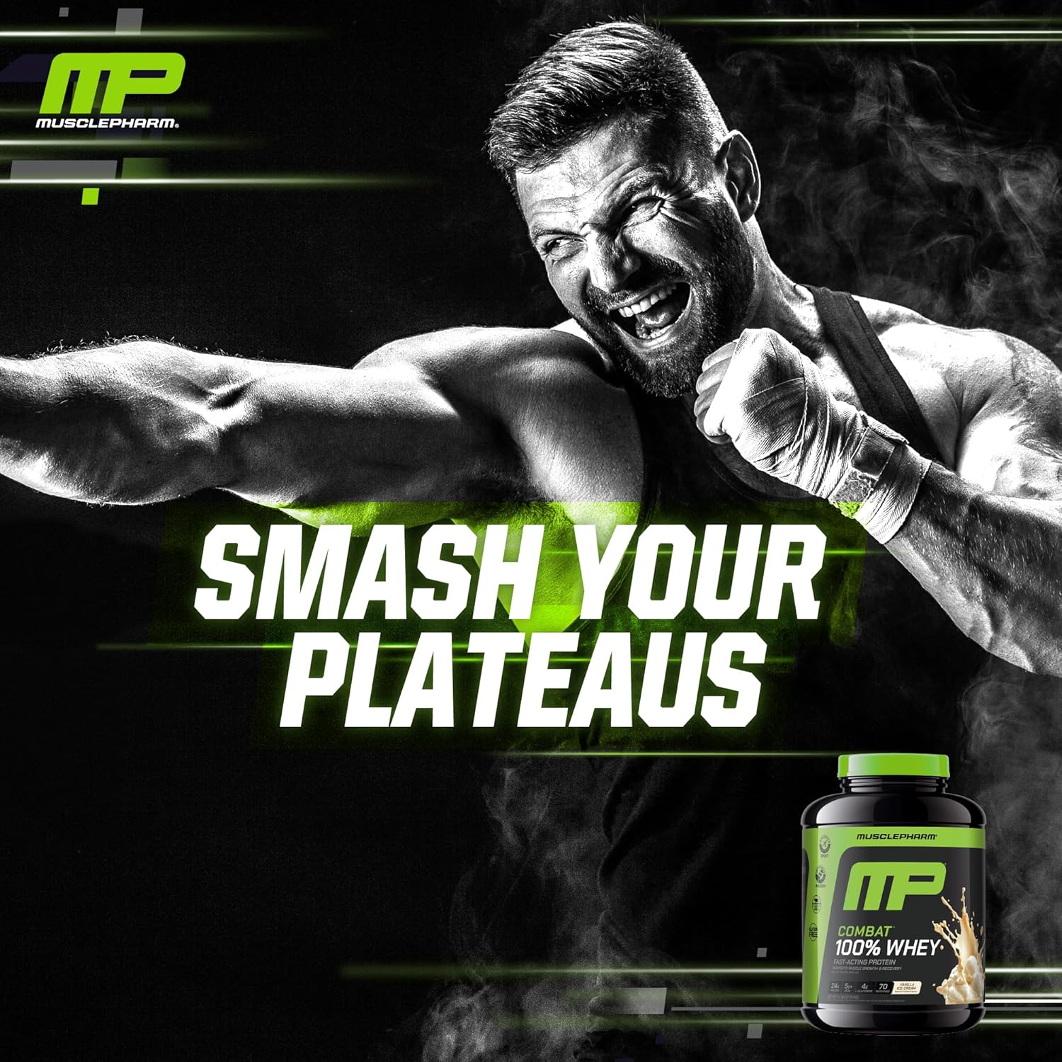 MusclePharm Combat 100% Whey Protein Powder, Vanilla Flavor, Fast Recovery & Muscle Gain with Whey Protein Isolate, High Protein Powder for Women & Men, Gluten Free, 5 lb, 70 Servings - Image 6