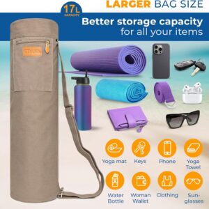 UDANA Yoga Mat Bag & Carrier – Fits Extra Thick Mats & Pilates Equipment – Heavy Duty Canvas Holder with 3 Pockets – Adjustable Shoulder Strap – Full Zip