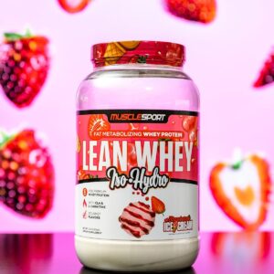 Musclesport Lean Whey Revolution™ Protein Powder – Whey Protein Isolate – Low Calorie, Low Carb, Low Fat, Incredible Flavors – 25g Protein per Scoop – 5lb Strawberry Creme