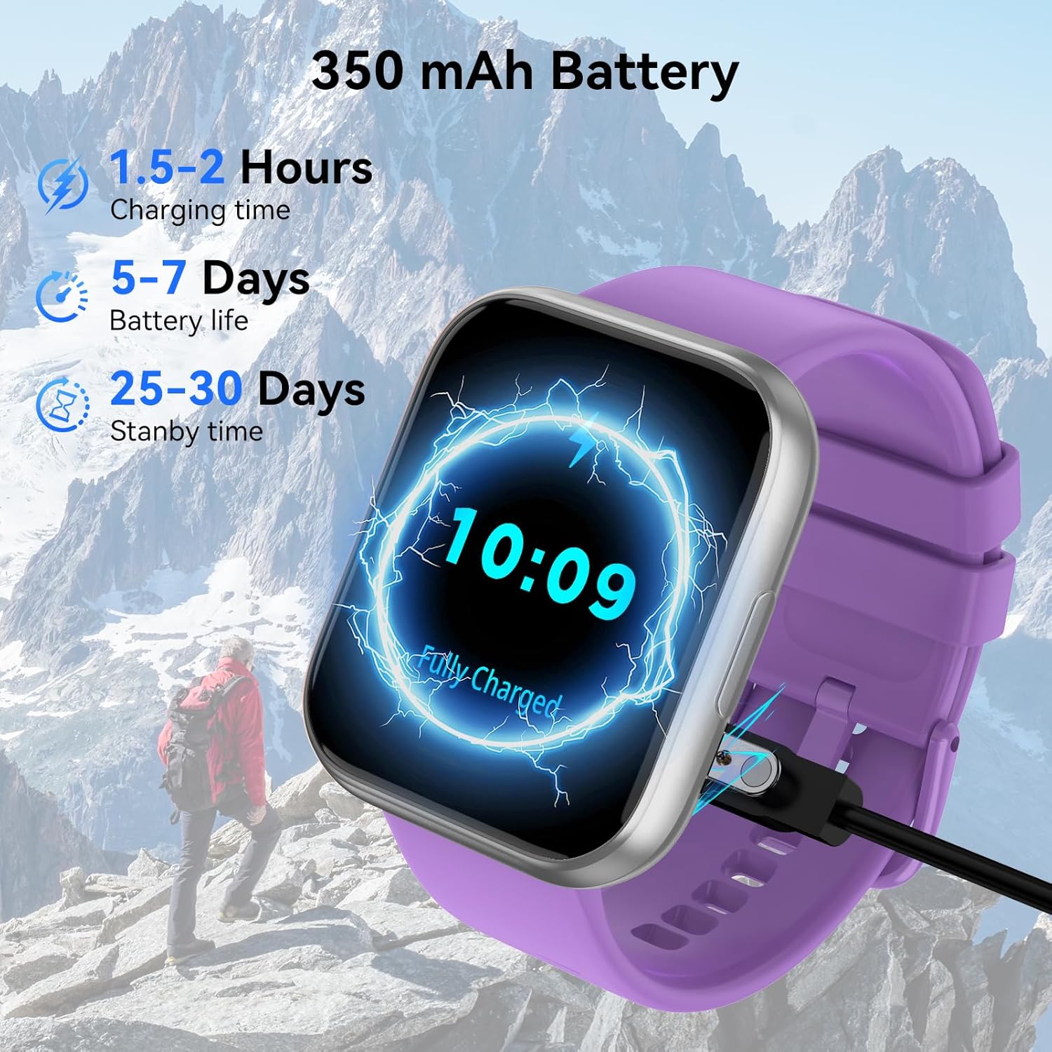 Smart Watch for Men Women, 1.85" HD Smart Watch with Bluetooth Calls, 120+ Sport Modes Fitness Watch, Fitness Tracker 24/7 Heart Rate/Sleep Monitor, IP68 Waterproof, iOS Android Compatible (Purple) - Image 6