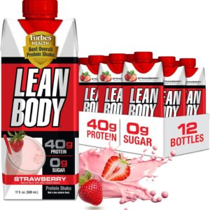 Labrada Lean Body Ready-to-Drink Strawberry Protein Shake, 40g Protein, Whey Blend, 0 Sugar, Gluten Free, 22 Vitamins & Minerals, 17 Ounce (Recyclable Carton & Lid – Pack of 12) LABRADA