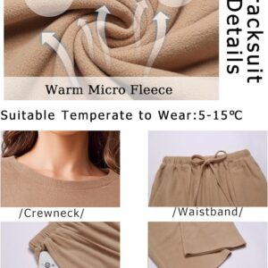 Ekouaer Womens Tracksuits 2 Piece Long Sleeve Outfits Micro Fleece Sweatsuit Sets Wide Leg Sweatpants