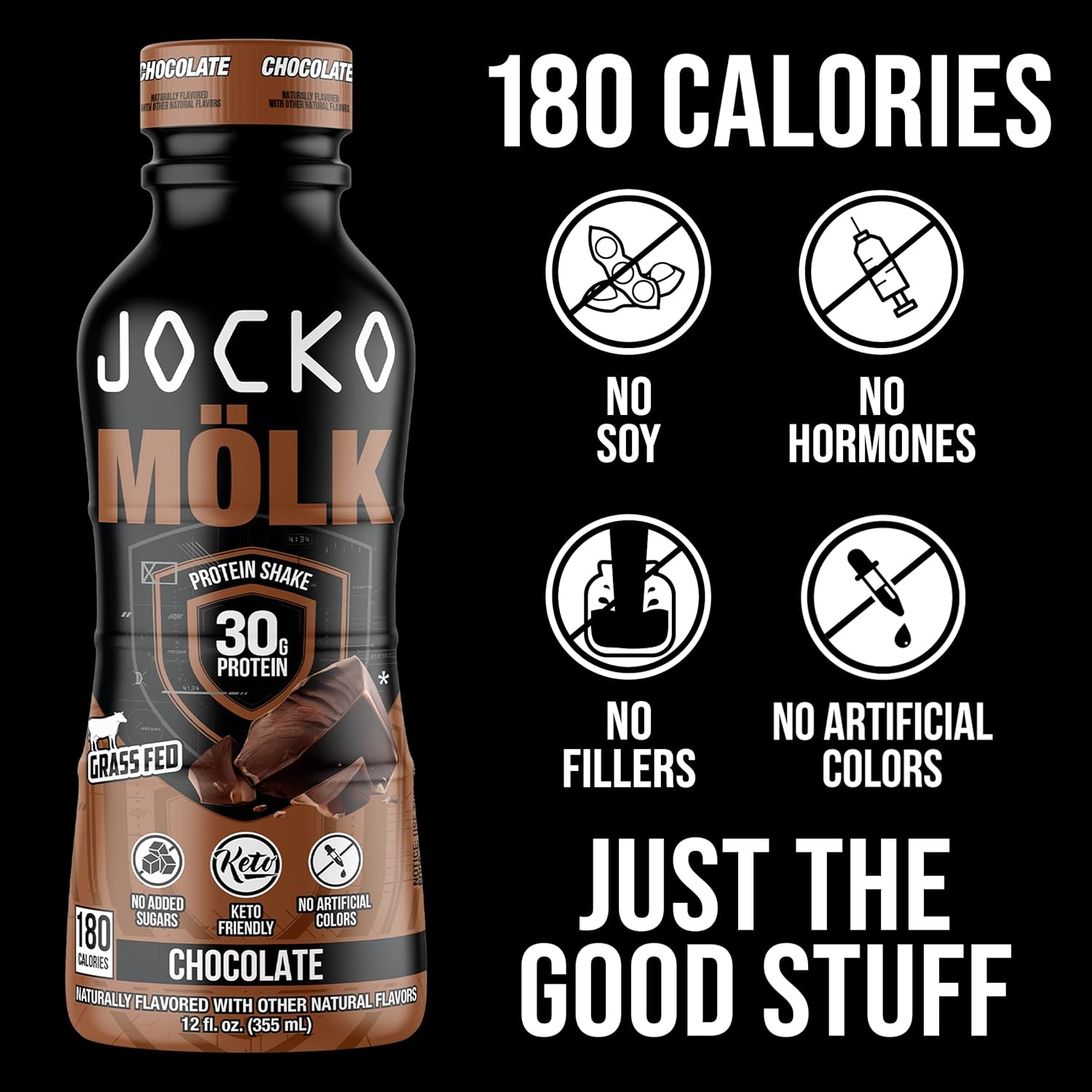 Jocko Mölk 30g Grass Fed Protein Shakes – No Added Sugar Protein Drinks KETO Friendly - Ready to Drink 12 FL Oz (Pack of 12) Chocolate - Image 3