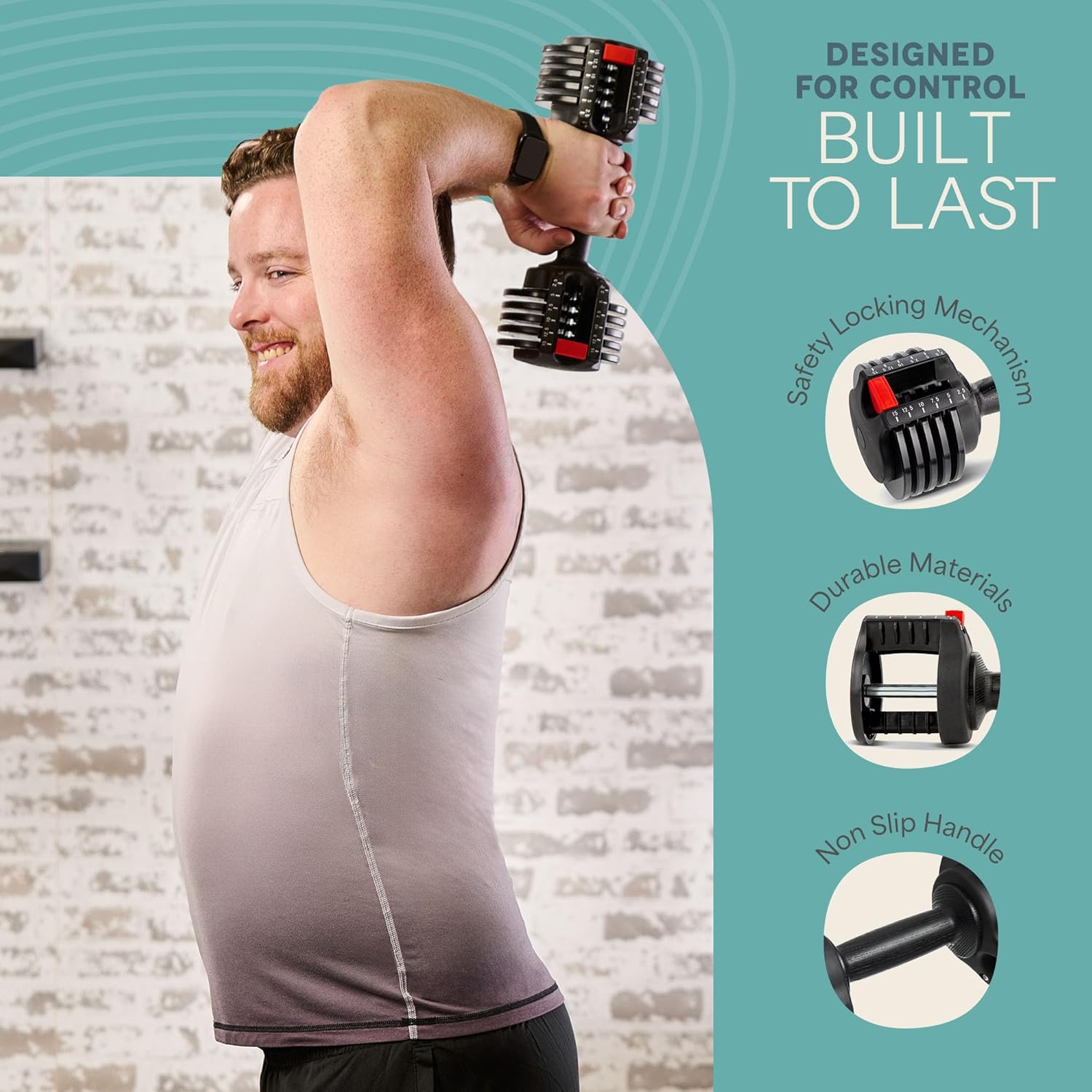 Lifepro Adjustable Dumbbells Set – 15lb, 25lb Pair or 43lb, 55lb & 90lb Single – Quick Adjustment, Anti Slip Handle – Space Saving & Strength Training Weights for Home Gym Exercise & Fitness - Image 5