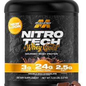 Muscletech Whey Protein Powder (Double Rich Chocolate, 5LB) – Nitro-Tech Whey Protein Isolate Smoothie Mix for Lean Muscle & Recovery – 24g of Whey Gold Protein for Women & Men – Packaging May Vary