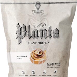 Ambrosia Planta – Plant-Based Protein Powder 20g | Dairy Free Vegan Protein Powder with BCAA Amino Acids | Keto-Friendly, No Added Sugar | 25 Servings | Cinnamon Roll