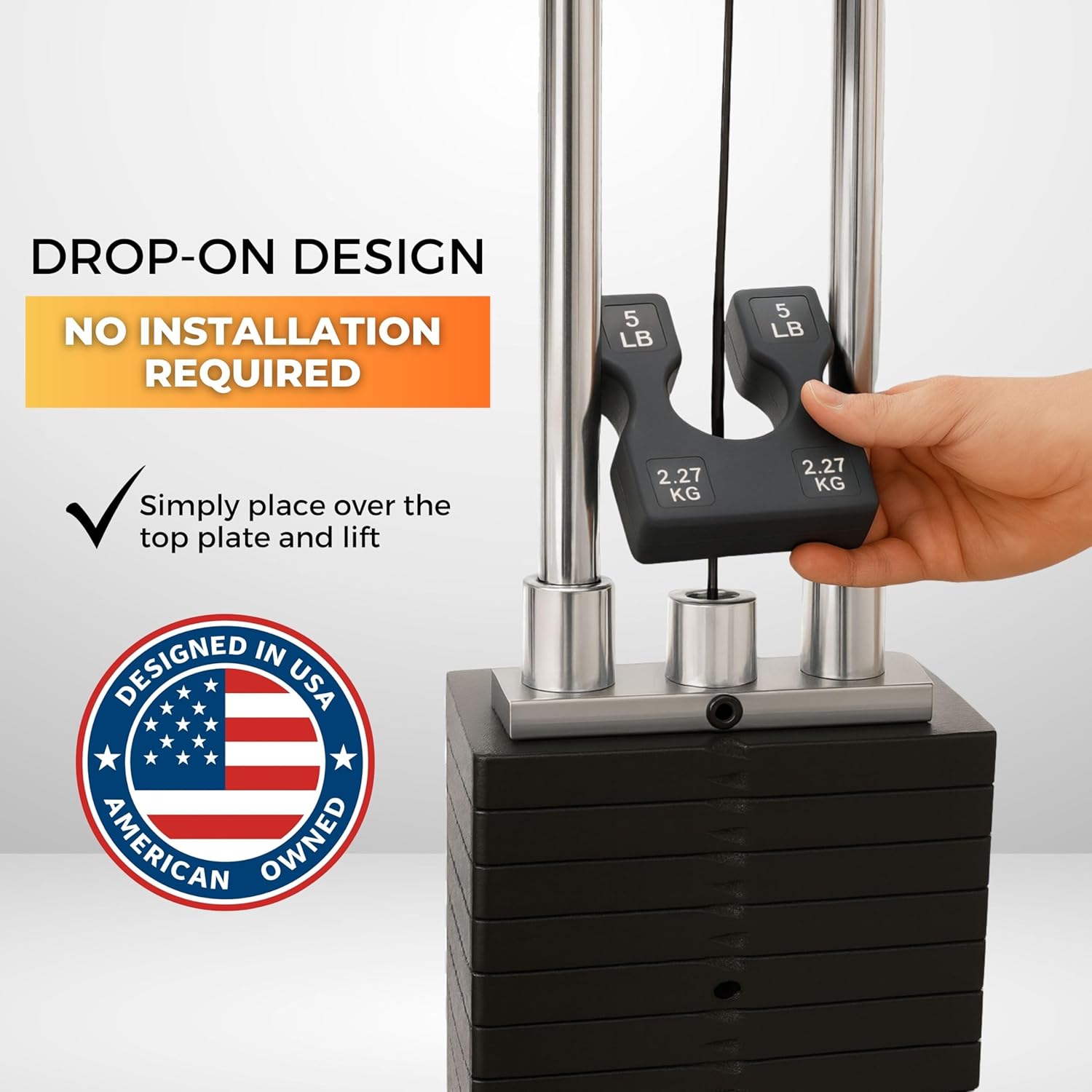 2.5 LB and 5 LB Weight Stack Add On – Weight Stack Adapter Plate for Home Gym & Exercise Machines, Add Resistance to Weight Stack, Incremental Weight Adjustments for Improved Strength Training Results - Image 2