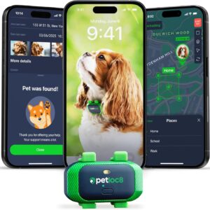 Dog GPS Tracker – Real-Time Location Tracking Device with App – Smart Alerts & Geo-Fence – Collar-Compatible, Waterproof – Long-Life Battery – 4G Built-in SIM – iOS & Android (Subscription Required)