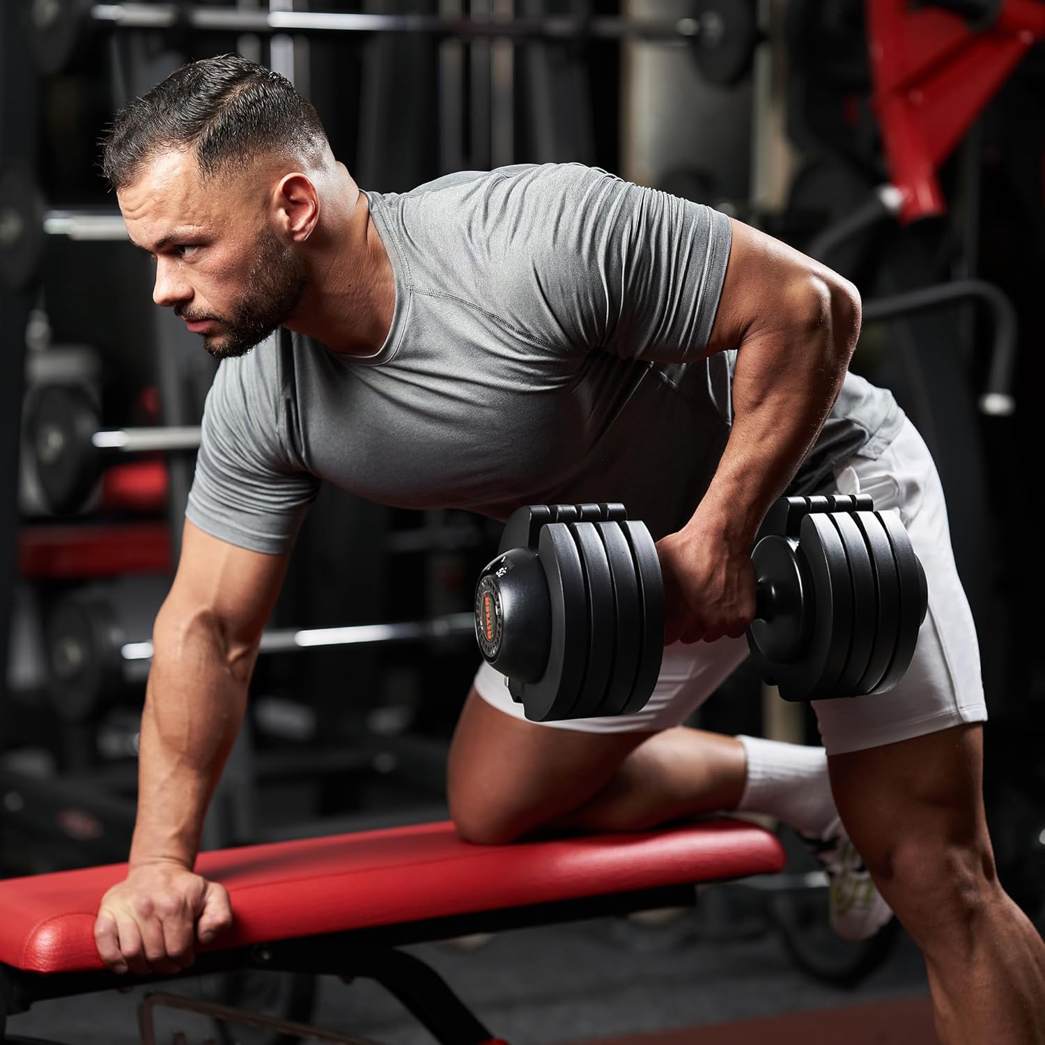 52LBS Single/Pair Adjustable Dumbbells Set Premium Rubber Coated Dumbbell Set with Secure Locking Mechanism for Safe & Customizable Strength Training - Image 7