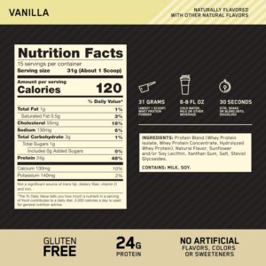 Optimum Nutrition Gold Standard 100% Whey Protein Powder, Naturally Flavored Vanilla, 15 Servings (Packaging May Vary)