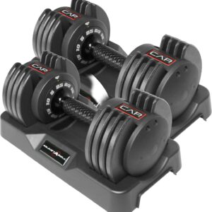CAP Barbell ADJUSTABELL Adjustable Round Dumbbell Weights – Singles & Pairs | 12.5 lb, 25 lb & 55 lb | Multiple Handle Options
