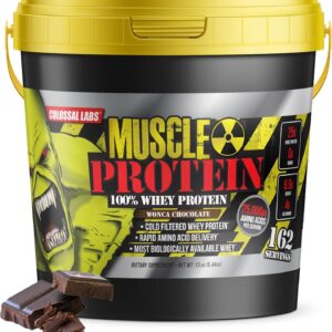 COLOSSAL LABS Muscle Protein Whey Powder [12 lbs/Pack of 1]– Cold Filtered, 25g Pure Protein, 6.6g BCAAs (Packaging May Vary) (12LB, Chocolate)