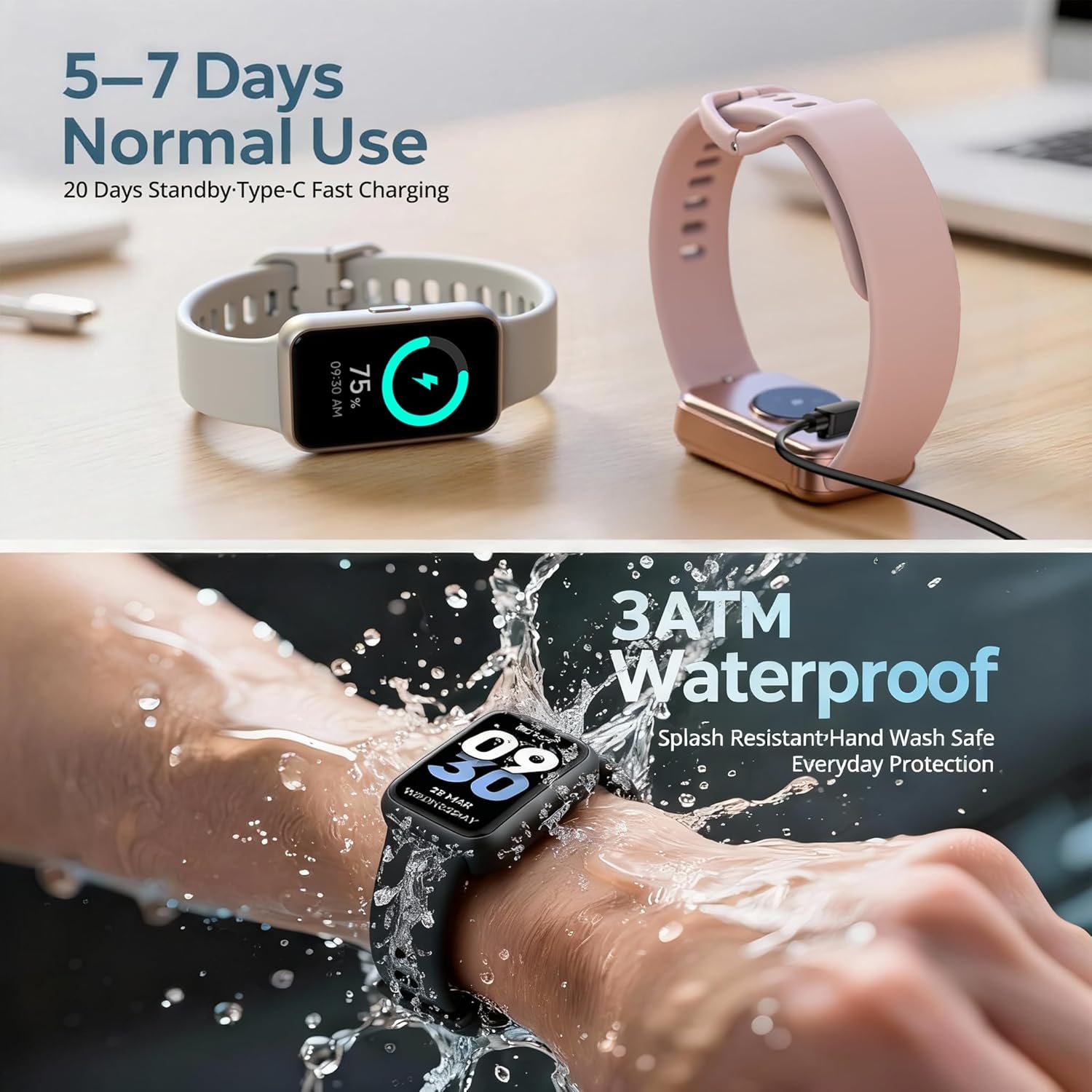 Fitness Tracker Smart Watch for Men Women, 1.47" HD with Bluetooth, 24/7 Heart Rate & Blood Oxygen Monitor, Sleep & Step Counter, 100+ Sports Modes, IP68 Waterproof, Compatible with Android iOS - Image 5