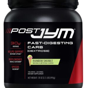Post JYM Carb Fast Digesting Post Workout Recovery Powder | Pure Dextrose, Glycogen Replenishment, Athletic Performance, Muscle Growth | Rainbow Sherbet 30 Servings