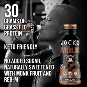 Jocko Mölk 30g Grass Fed Protein Shakes – No Added Sugar Protein Drinks KETO Friendly – Ready to Drink 12 FL Oz (Pack of 12) Chocolate