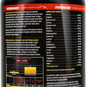 Olympian Labs Beef Protein Isolate Powder, 24g Protein, BST Free, 2 Grams BCAA’s, Muscle Building Amino Acids, 32 Ounces, Flavored with Real Chocolate