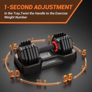 Adjustable Dumbbell Set of 2, 25LBS Pair Free Weights Dumbbells Set, Fast Adjust Dumbbell Weight Set with Anti-Slip Handle and Tray for Home Gym Strength Training Equipment