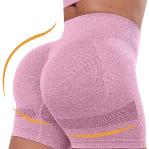 CHRLEISURE Women’s 4 Packs Workout Gym Shorts, High Waisted Butt Lifting Scrunch Butt Seamless Booty Shorts