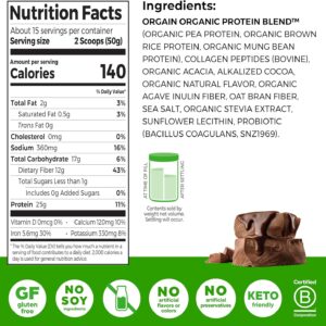 Orgain Protein Powder + Collagen, Creamy Chocolate Fudge – 25g of Protein, 10g Collagen Peptides, Type I & III, 1B CFU Probiotics, Supports Hair, Skin, Nail, Joint & Gut Health, Gluten Free – 1.6lb