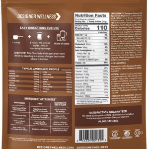 Designer Wellness, Designer Whey, Natural Whey Protein Powder with Probiotics, Fiber, and Key B-Vitamins for Energy, Gluten-Free, Gourmet Chocolate, 2 lb