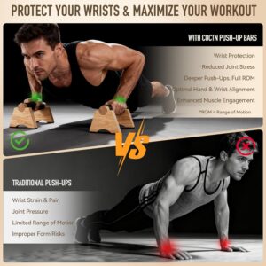 Wood Push up Bar, 2 PCS Parallettes Bars for Men Strength Training, Calisthenics Equipment for Handstand Training