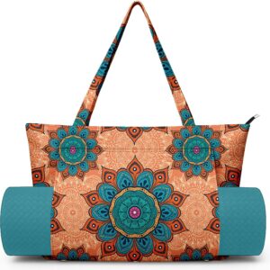 Women’s Yoga Bag with Yoga Mat Carrier – Large Mat Pocket Fitness Tote for Pilates, Gym, Travel, Office & Beach