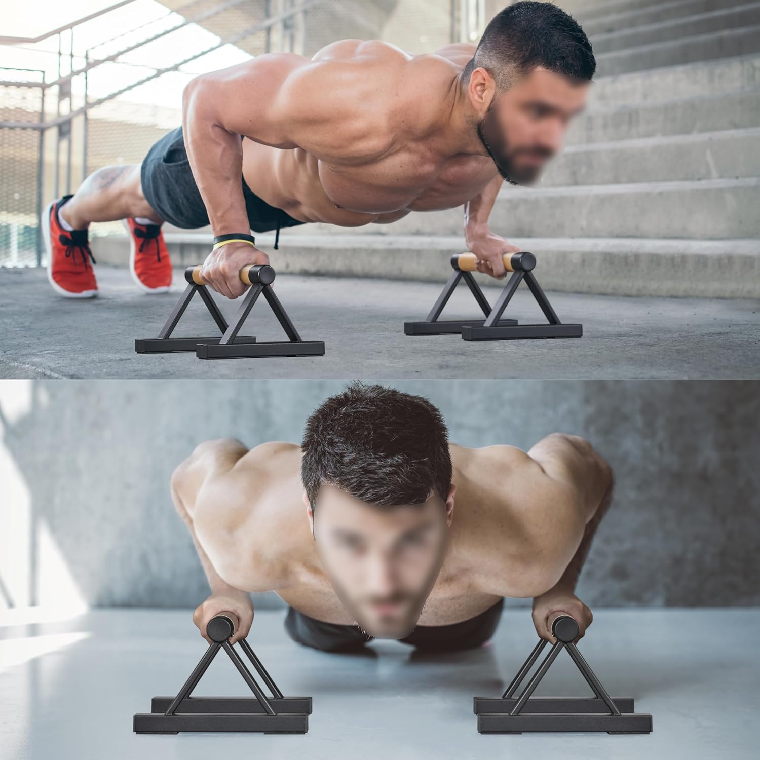 BESTWEI Wood Triangle Push Up Bars for Floor, Strength Training Pushup Stands Parallettes Bars for Home Calisthenics, Fitness, Floor Workouts Solid Wood with Sturdy Metal Bracket, Support 500 lbs - Image 6