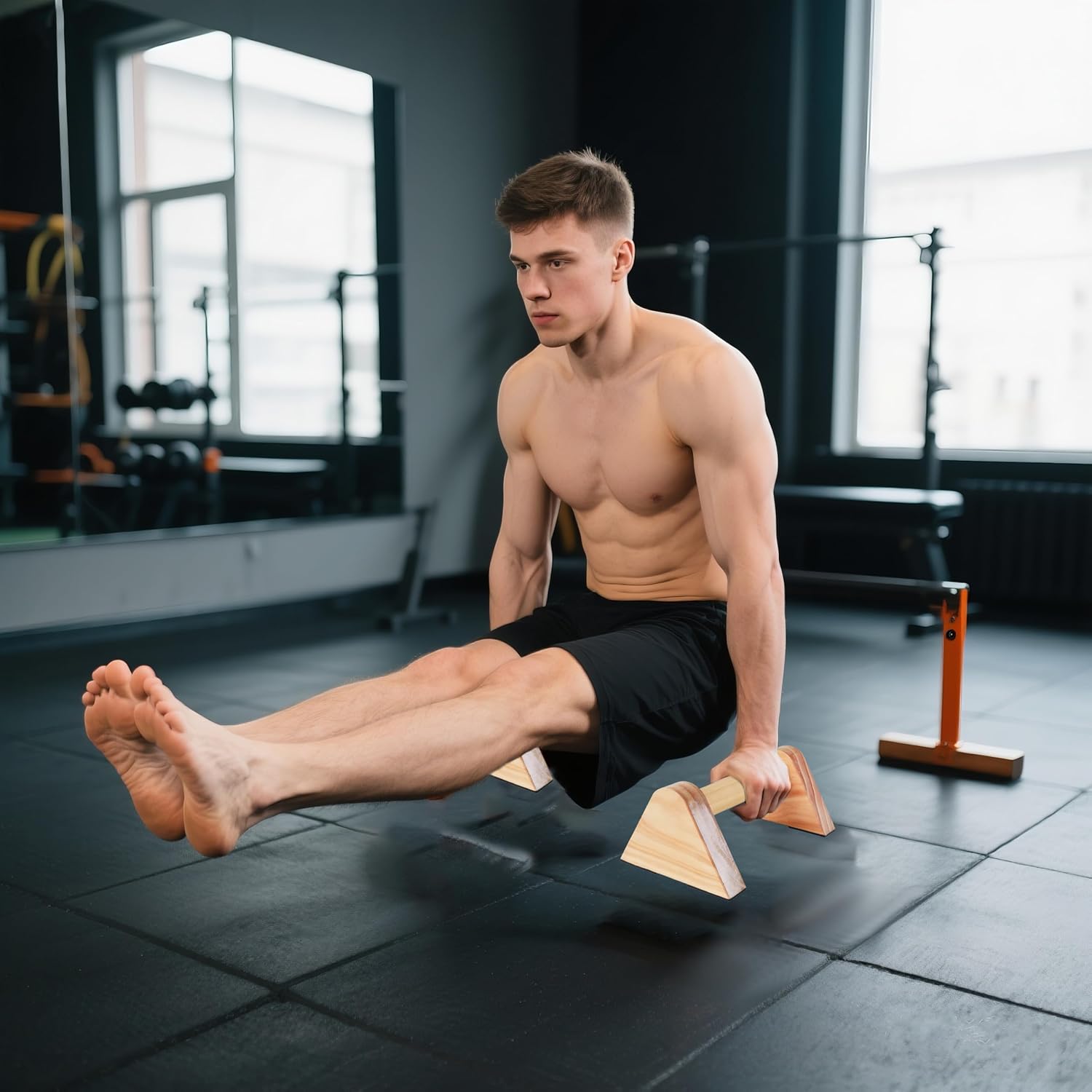 BESTWEI 1 Pair Wood Parallettes Bars Pushup Handles for Men - Calisthenics Equipment Push Up Bars, Gymnastics Handstand Training Planche Bar, Handstand Blocks - Image 6